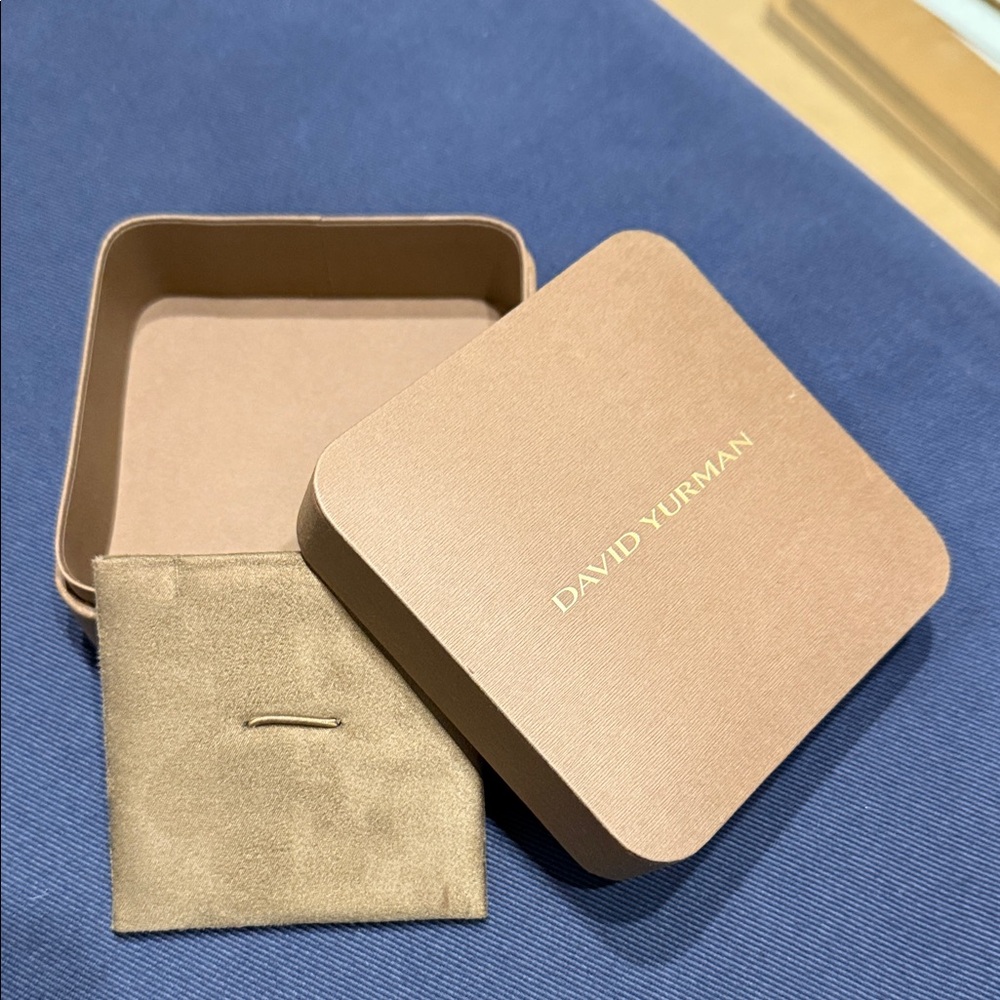 David Yurman Tan Jewelry Box with Gold Logo